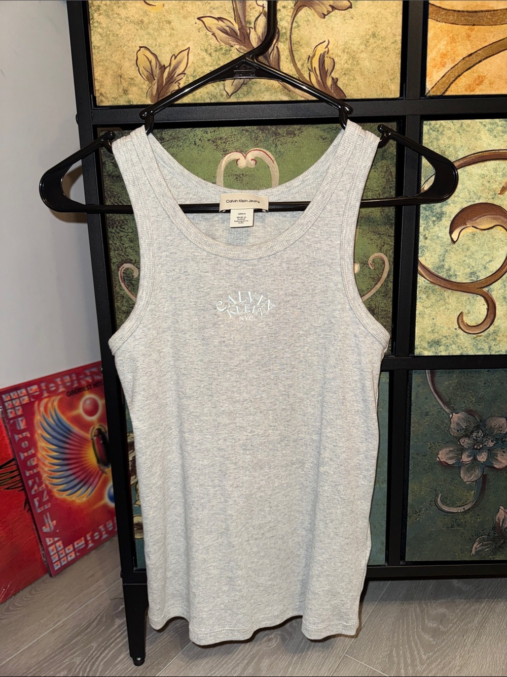 Calvin Klein Women's Heather Light Gray Logo Tank